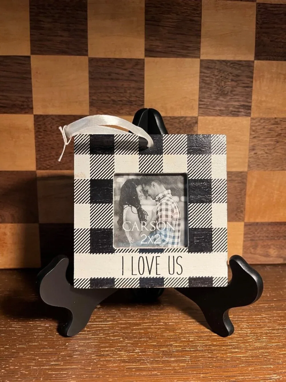 Square Buffalo Plaid I Love Us Frame A581